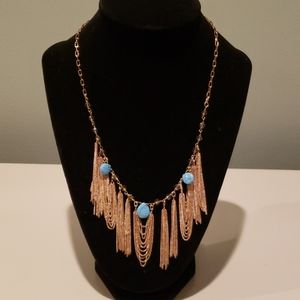 Gold and turquoise bib necklace